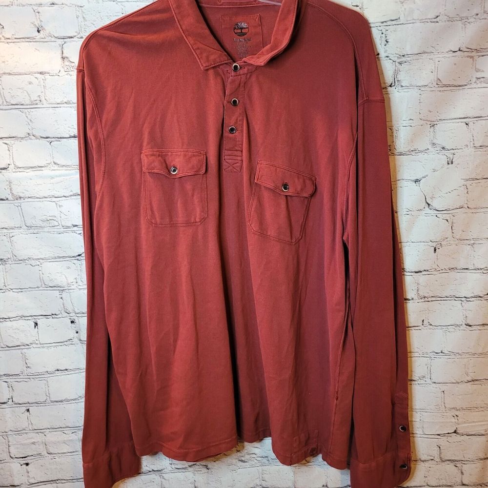 Timberland Red Long‎ Sleeve Polo, 2XL